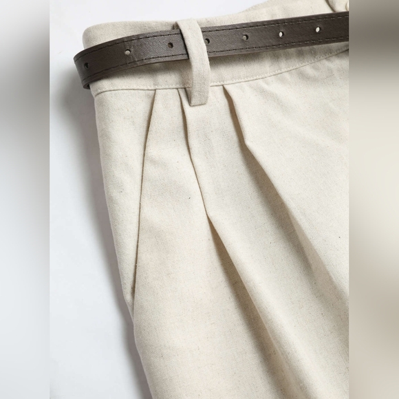 NWT Cider Petite Belted Linen Blend Wide Leg Trousers, Size 4/S - Picture 3 of 7